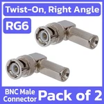 2 Pack Bnc Twist Connector 90 Degree Right Angle RG6 Coaxial Cable End Plug. Fixed Price $9.39.