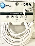 Onn 25 Foot RG6 Coax Cable Brand New White. Fixed Price $10.49.