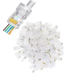 Yiovvom RJ45 CAT6 Pass Through Connectors Gold Plated 8P8C Ends For Solid Wir.... Fixed Price $24.87.