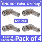 4 Pack Bnc Twist Connector 90 Degree Right Angle RG6 Coaxial Cable End Plug. Fixed Price $10.49.