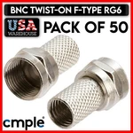 50 Pack Twist-on RG6 F-type Coaxial Cable Connector Cctv Satellite Antenna Plug. Fixed Price $25.99.