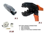 Set Of 10PCS Rf Coax Connector Male LMR400 + Cable Stripper Ratchet Crimper. Fixed Price $68.95.