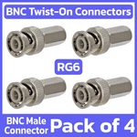 4 Pack Bnc Twist-on Connector For RG-6 Coaxial Cable Cctv Cameras End Plug. Fixed Price $8.99.