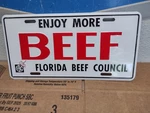 Enjoy More Beef License Plate Florida Council **free Ship** Embossed New. Fixed Price $46.95.