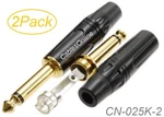 2PACK 1/4" Mono Ts 6.35MM Solder-type Male Gold Plated Connector, Black Boot. Fixed Price $8.98.