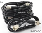 5PACK, 3FT RG8X Coax Uhf PL259 Male/male 50 Ohm Antenna Jumper Cables, R-U003-5. Fixed Price $49.98.